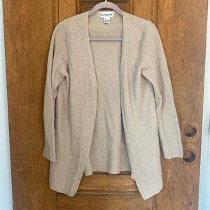Bloomingdale’s 100% cashmere knit cardigan beige tan medium
